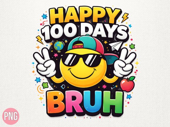 100 Days Bruh Cool Smiley PNG T-shirt: Elevate Your Print-on-Demand Designs