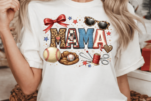 Baseball Mama Pearl Coquette PNG Design