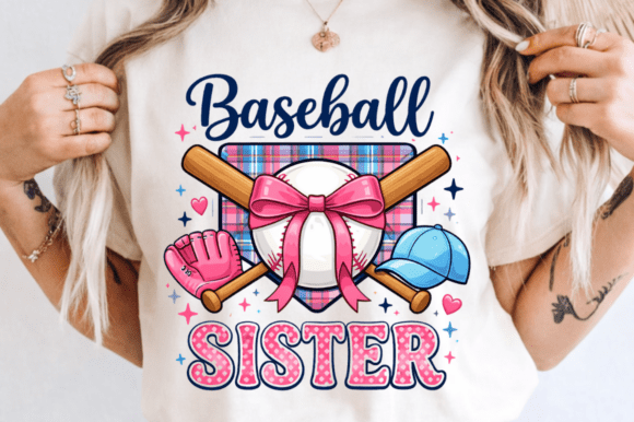 Baseball Sister Coquette Bow PNG Design