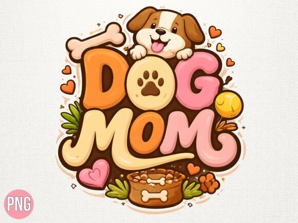 Cute Retro Dog Mom Puppy Dog Paw PNG: Elevate Your Creative Projects with Nostalgic Charm