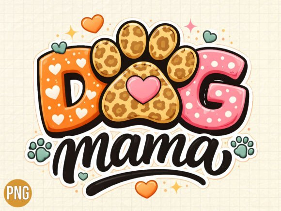 Dog Mama Leopard Paw Print T-shirt PNG Design