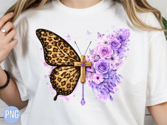 Elevate Your Creative Projects with the Butterfly Leopard Cross Christian PNG
