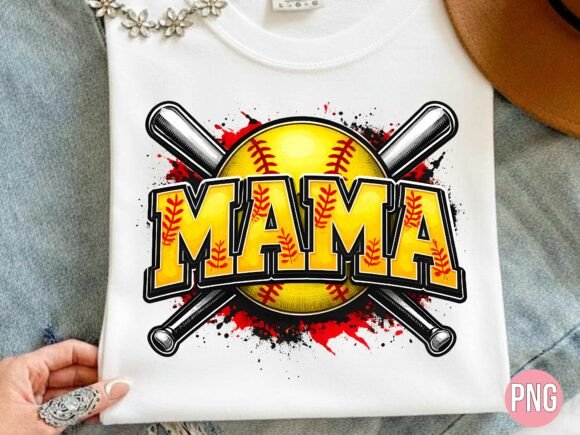 Elevating Sports-Themed Branding with the Distressed Softball Mama Splatter PNG