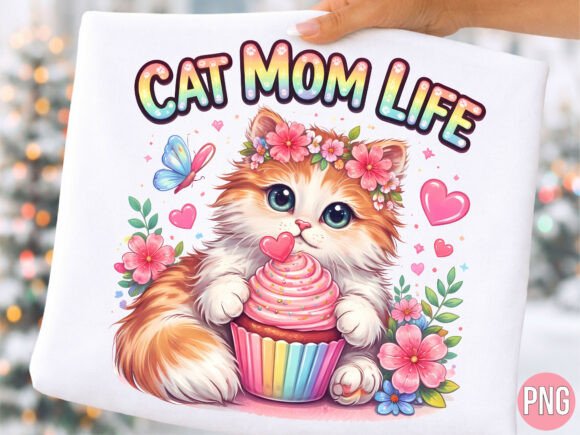 Evaluating the Cat Mom Life Cupcake Heart Floral PNG for Creative Projects