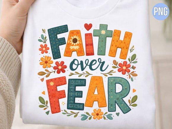 Faith Over Fear Retro Floral PNG Guide