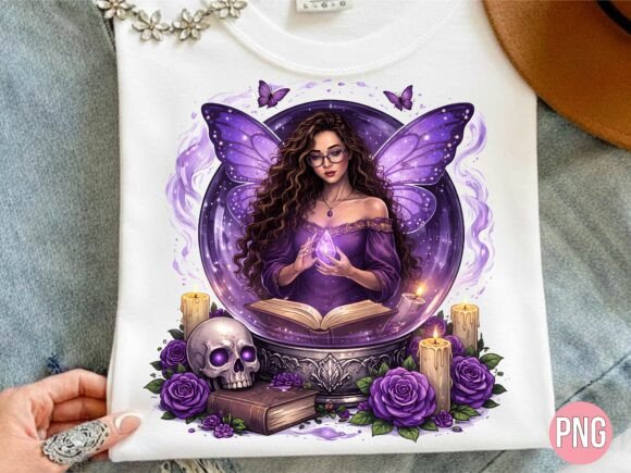 Gothic Fairy Witch Purple Magic Book PNG: A Creative Asset for Dark Fantasy Designs