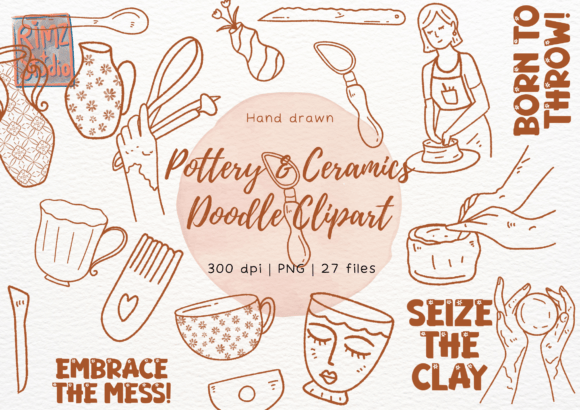 Hand-Drawn Pottery Ceramics Doodles for Creators