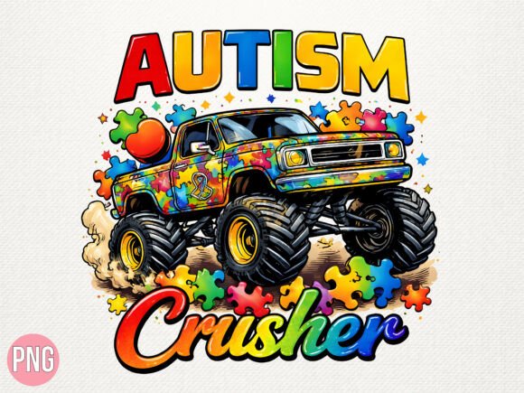 Integrating the Autism Crusher Monster Truck Puzzle PNG into Your Creative Workflow