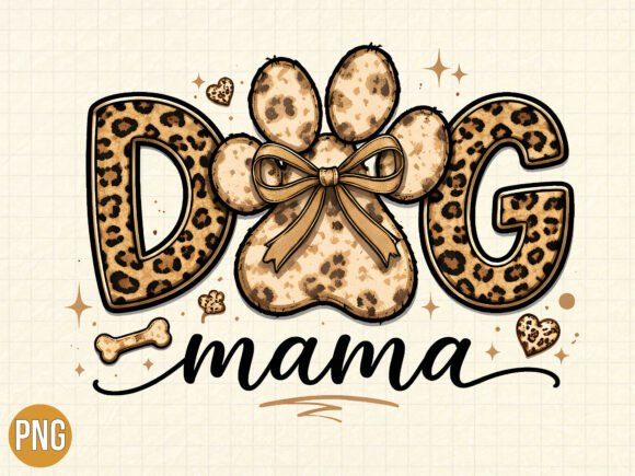 Leopard Dog Mama PNG for Paw Print T-shirts