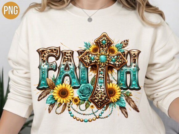Leopard Faith Cross Sunflower Shirt PNG: Elevating Your Creative Projects with High-Quality Digital Design