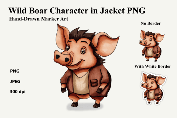 Meet the Most Stylish Resident of the Forest: Elevating Design with the Wild Boar Character Hand-Drawn PNG