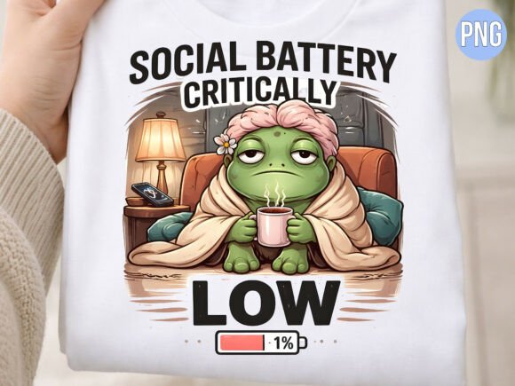 Recharging Creativity: Leveraging the Social Battery Low Frog Coffee PNG for Modern Design Projects