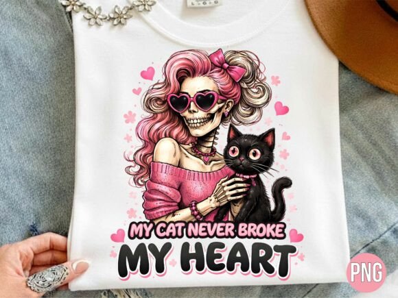 Skeleton My Cat Never Broke My Heart PNG: Elevate Your Creative Projects with High-Quality Digital Art