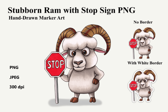 Strategic Visual Communication: Leveraging the Stubborn Ram with STOP Sign PNG for Branding and Planning