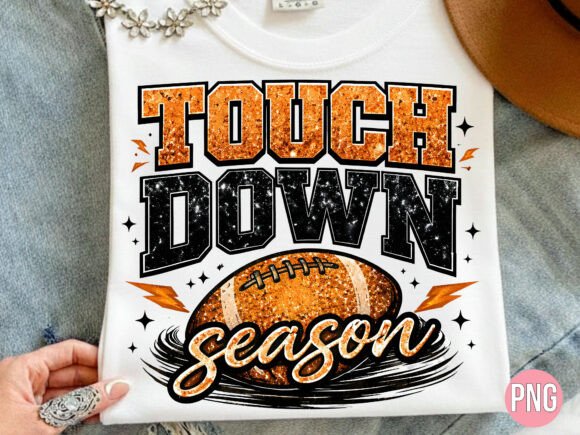 Touchdown Season Glitter Football PNG for Designs