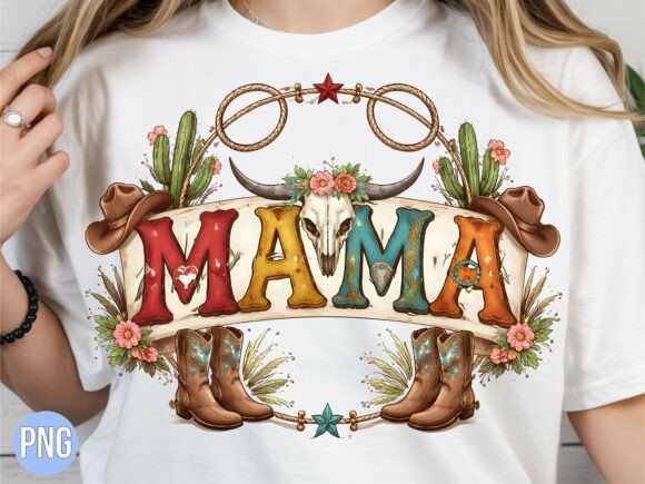 Unlocking Creative Potential with the Western Mama Boots Bull Skull Shirt PNG Design