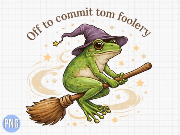 Witch Frog Riding Broomstick Funny PNG: A Versatile Asset for Creative Projects